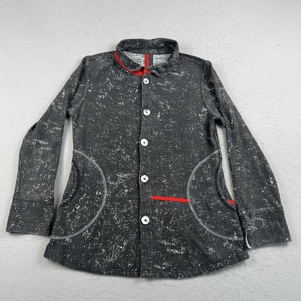 Parsley and Sage Black Red‎ Textured Long Sleeve Collared Button Front Jacket S
